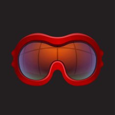 Red tinted ski goggles