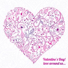 Vector Valentine's day lacy paper heart greeting card N36