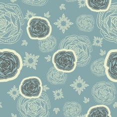 Retro style abstract blue background with flower
