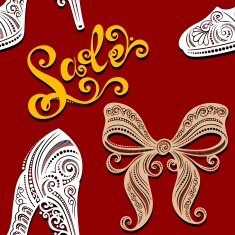 Seamless Ornate Pattern with Shoes (Vector)