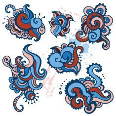 Hand Drawn Paisley Ornament set