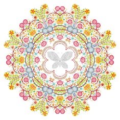 flower circle design on grunge background with lace ornament N2
