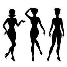 Silhouettes of beautiful pin up girls 1950s style N2