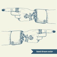Tattooed hand and with pointing finger N2