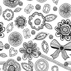 Seamless pattern with lace diamonds flowers leaves vector