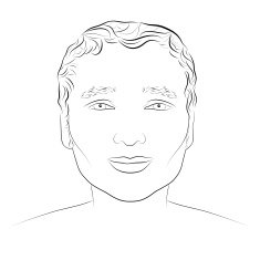 Ink drawing of young attractive male face