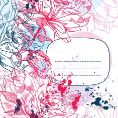 grunge frame with roses and spots of paint