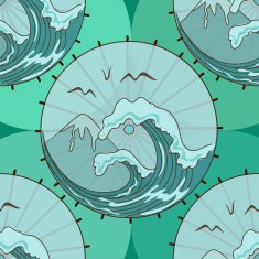 Seamless pattern of isolated Japanese umbrellas