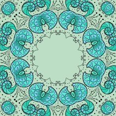 Round floral ornamental frame vector illustration N4