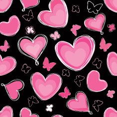 Hearts and butterfly seamless festive pattern