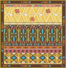Seamless colorful aztec rug with birds and arrow