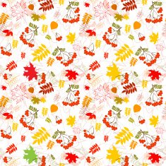 seamless leaf and rowanberrys pattern vector background N2