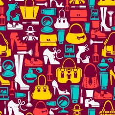Seamless pattern with beauty female icons