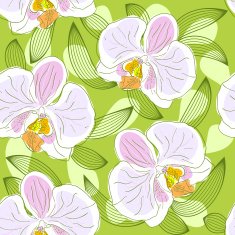 Seamless floral pattern with orchids