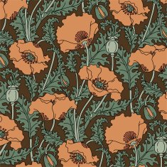 Retro pattern of red poppies