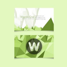 Low Poly Business Card Template with Alphabet Letter W