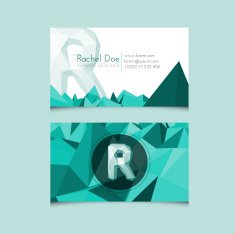 Low Poly Business Card Template with Alphabet Letter R