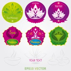 Spa massage Logo Set Vector beauty and yoga set