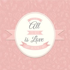 Greeting card with Festive Valentine's Day seamless pattern All