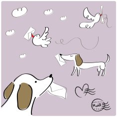 Mail delivery by animals(dog bird love letter)
