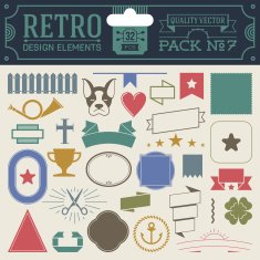 Retro design elements hipster style infographic color set 7