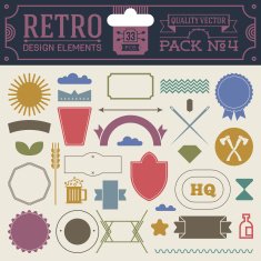 Retro design elements hipster style infographic color set 4
