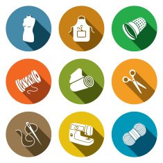 Sewing clothing manufacture icon collection