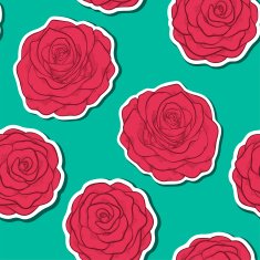 beautiful seamless pattern in red roses with contours N3