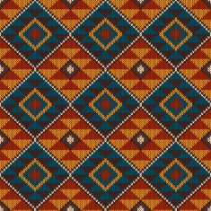 Traditional Tribal Aztec seamless pattern on the wool knitted texture N4