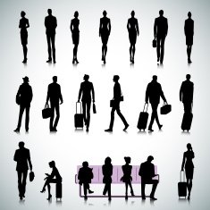 Set of people in an airport