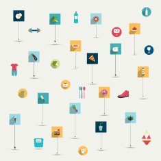 Simply minimalistic flat food and diet symbol icon set N2