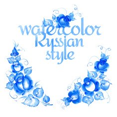Gzhel style floral frame N5