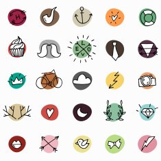 Hipster icons on colorful circles N2
