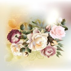 Fashion vector background with roses in vintage style N3