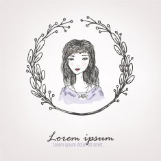 floral frame with pretty girl N2