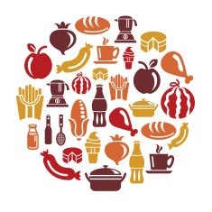 Food and Drinks Icons in Circle Shape N3