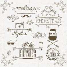 Vintage hipster hand drawn design elements set 1 Vector illustration N2