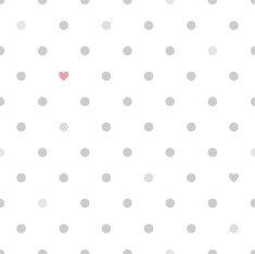 Polka dots with hearts seamless pattern - white and gray