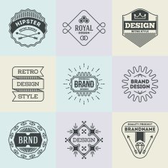 Assorted retro design insignias logotypes set 9 Vector vintage elements