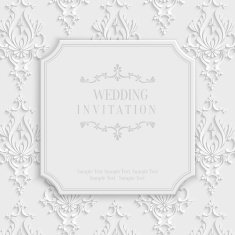 Vector 3d Vintage Invitation Card with Floral Damask Pattern N3