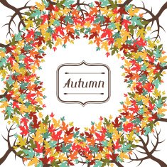 Background of stylized autumn trees for greeting card N3