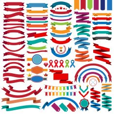 Collection of retro ribbons and labels
