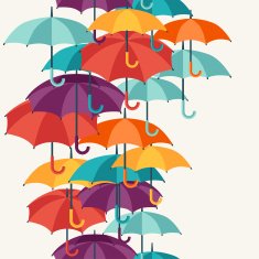 Seamless pattern with cute multicolor flat umbrellas N4