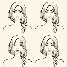 Woman facial emotions set