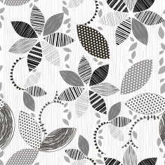 Monochrome seamless pattern of abstract flowers N16