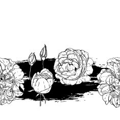 Horizontal seamless pattern with wild roses