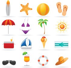 Summer and travel icon set