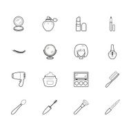 women makeup element vector black icon set on white background N2