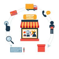flat icons set of online shopping internet infographic elements