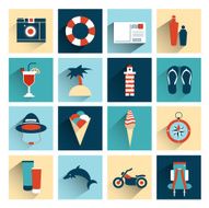 Summer flat colorful icon collection Vector